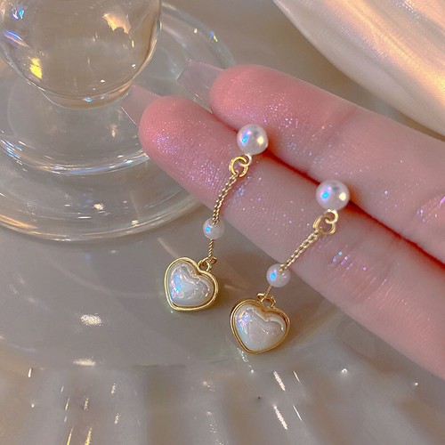 925 Silver Pearl Crystal CZ Ear Stud Earrings Drop Dangle Women Wedding Jewelry - Photo 66 sur 81