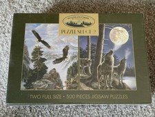 Woodland Creek Wildlife-Jigsaw Puzzle 500 PC Set of 2-Eagles Wolves Sealed
