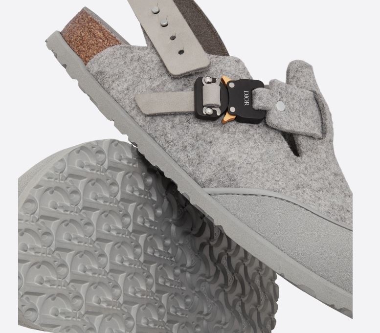 DIOR by BIRKENSTOCK Tokio Mule Gray Felted Wool and Nubuck DIOR by BIRKENSTOCK Tokio Mule Gray Felted Wool and Nubuck