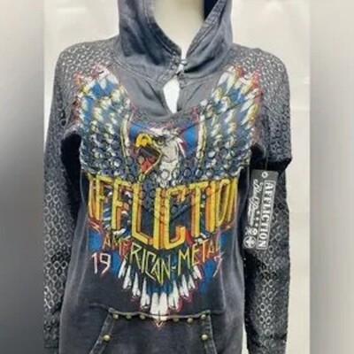 Affliction Sz M American Metal Born To Run Eagle Rock & Roll Forever Hoodie