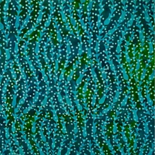 Bluish Green Vines Dots Glass Glow - Batik by Mirah Cotton Fabric