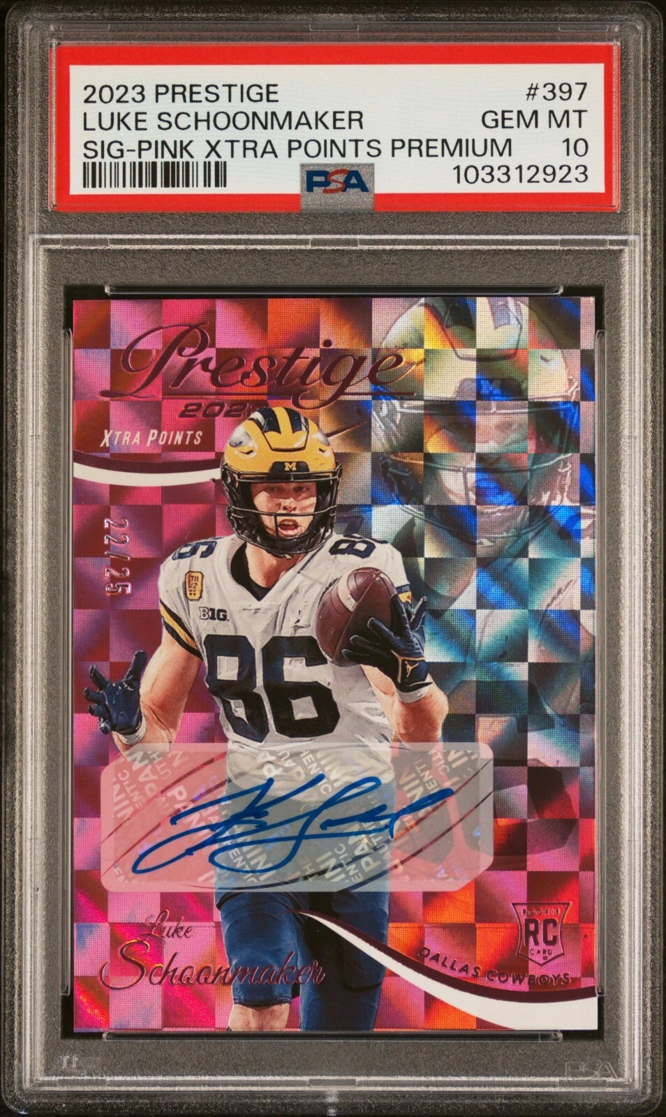 Luke Schoonmaker Panini Prestige #397 Signature-Pink Xtra Points Premium
