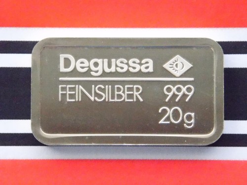 ALEMANIA DEGUSSA Barras de plata vintage de 20 gramos pura 999 barra de lingotes fina como nueva 20 g - Imagen 2 de 3