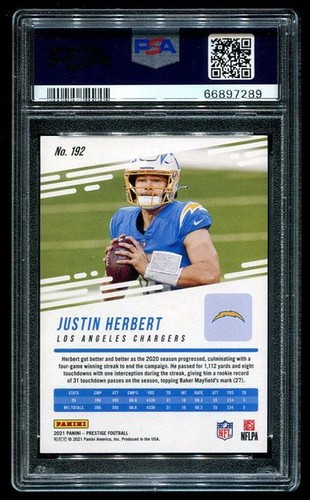 JUSTIN HERBERT 2021 Prestige #192 PSA 9 - Picture 3 of 3