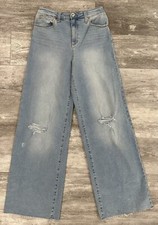 INC Denim Wide Leg Womens Jeans Size 4/27 Indigo Raw Hem High Rise Brand New