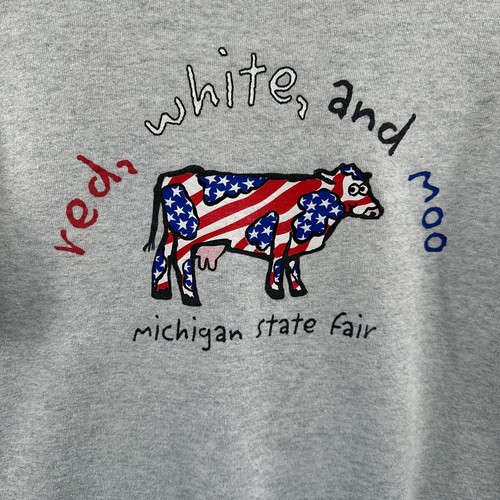 Sudadera de Colección Michigan Fair Para Hombres Pequeña Gris Manga Larga Pullover Patriótico - Imagen 3 de 10