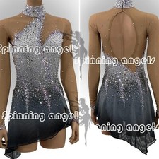 Ice Skating Adult Figure skating Dress Gymnastics Costume grey dyeing