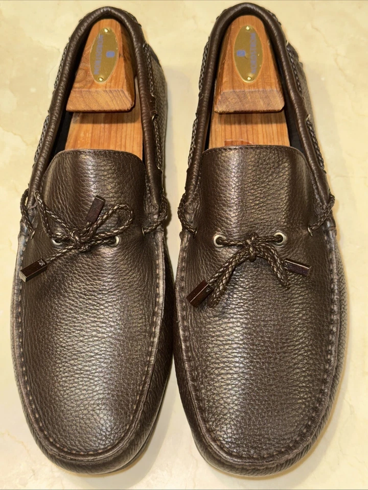 ERMENEGILDO ZEGNA MOTORISTA/MOCASSIM MASCULINO COURO PEBBLED MARROM ESCURO EUA TAMANHO 10 US$ 598 - Imagem 3 de 4