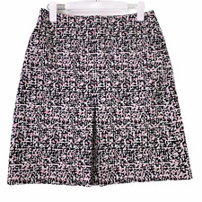 Talbots Pink Black Speckled Twill Pleated A Line Knee Length Career Skirt 6 P
