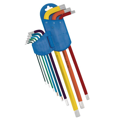 9-teiliges metrisches Sechskantschlüssel-Set extra langer Arm farbcodiert Inbusschlüssel Draper Expert 04911
