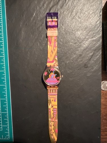 Rare Geometric Swiss Swatch Watch 1991, Vintage Hipster Orange Purple Swatch 90s - Bild 3 von 8