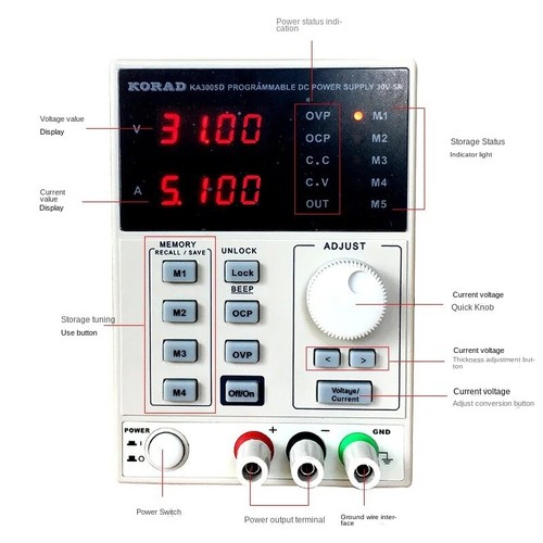 Programmable High Accuracy Adjustable Digital Laboratory Power Supply DC Power - Afbeelding 11 van 20