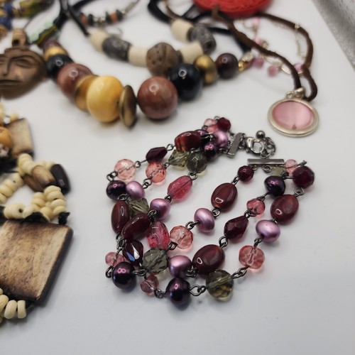Vintage Boho Eclectic Jewelry Lot Tribal Glass Bead Wearable Earth Tone Hippy - Picture 9 of 22