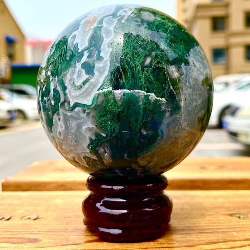 1.36LB Natural Water Grass Agate Ball Quartz Crystal Ball Healing - 第 4/12 張圖片