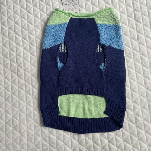 NWT Youly The Artist Blue Dog Pet Sweater Size Large Blue And Green Knitted - Picture 4 of 5