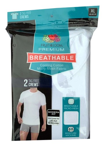 Fruit of the Loom® Men's 2pk Breathable Cotton Micro-mesh Crew "Cooling Cotton" - 第 1/4 張圖片