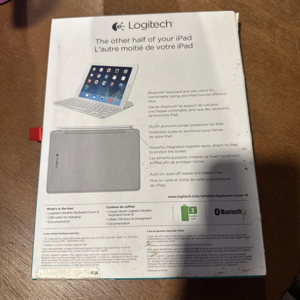 Logitech Wireless Bluetooth Ultrathin Keyboard Cover i5 for iPad Air NEW OPEN - Image 2 of 3