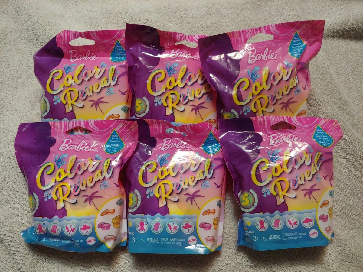 Lot of 6 MATTEL Barbie Color Reveal Dolls Accessories Mini Water