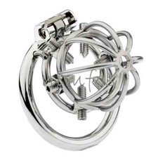 Male Stainless Steel Chastity Cage Device with spiked for Men Sissy Lock Ring
