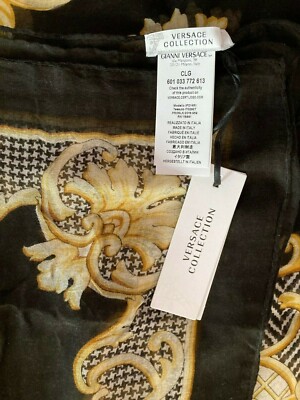 NWT Versace Collection Modal Blend 52”Sq. Scarf Black/Multi