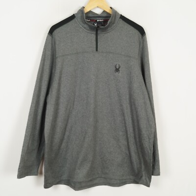 SPYDER Herren Pullover Gr. XL Pulli Grau 1/4 Zip High Neck Polyester Activewear