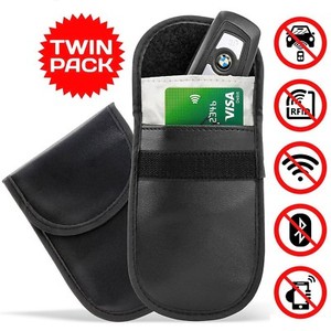 2 x CAR KEY SIGNAL BLOCKER FOB POUCH CASE KEYLESS RFID BLOCKING BAG FARADAY CAGE