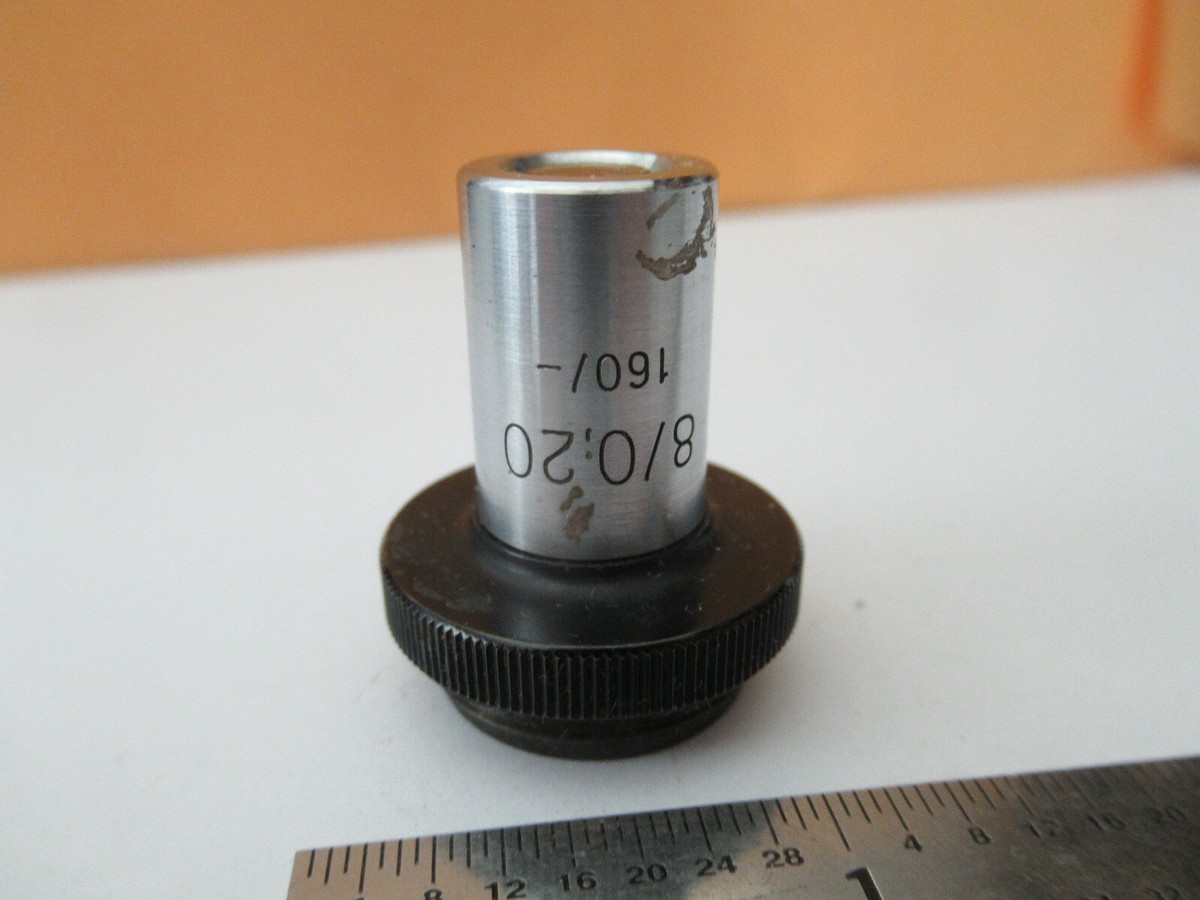 ANTIQUE CARL ZEISS JENA OBJECTIVE 8X /160 MICROSCOPE PART AS ANTIQUE CARL ZEISS JENA OBJECTIVE 8X /160 MICROSCOPE PART AS
