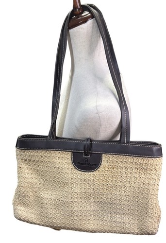 Etienne Aigner Straw Purse Handbag Double Strap With Mini Wallet Preppy FLAW - Bild 1 von 11