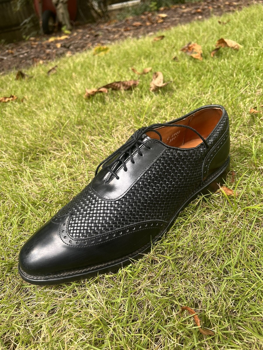 Men's Allen Edmonds Hampstead Black Woven Leather Wingtips 9.5 C
