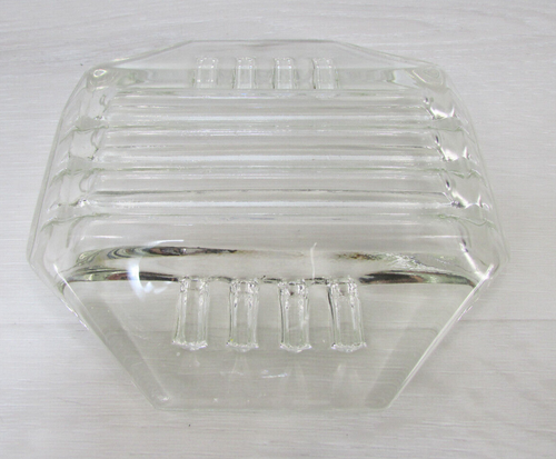 SAFEX Ashtray Geometric Heavy Glass Art Deco Octagon Ribbed - Picture 10 of 11