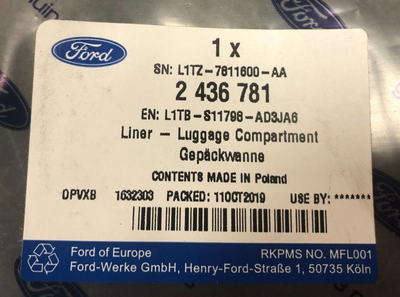 Genuine Ford Puma CF7 2019+ Load Compartment Liner 2436781 | eBay