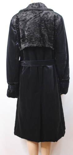Et Dieu Crea La Femme Black Velour Coat Lined Belted Double Breasted NWT 40 M - Picture 8 of 16