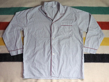 VTG 70s 80s SEARS Perma Prest Gray Red Pinstripe Button House Shirt Mens XLT