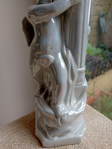 White Cherub Candle Holder Tea light Votive Ceramic Lustre Vintage 25cm H - Picture 3 of 8
