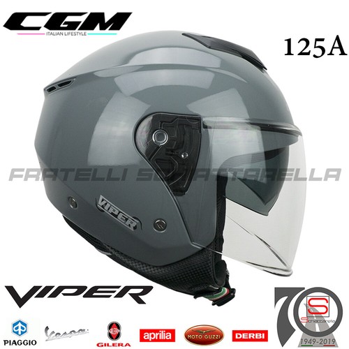 Casco Jet Moto CGM Viper Mono Doppia Visiera Visierino Scomparsa Grigio |  eBay