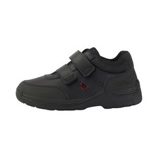 Image of Kickers Boys School Shoes Junior Infants Stomper Mid Black Trainer Double Strap
