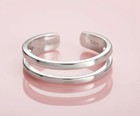 Solid Metal Women's Double Row Toe Ring 14k White Gold Plated Silver