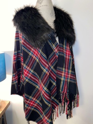 J Crew Ladies Tartan Plaid Faux Fur 