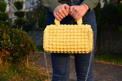 その他 diemm handmade bag yellow Handmade Yellow Bag, Crochet Hand Woven Bag, Yellow Handbag