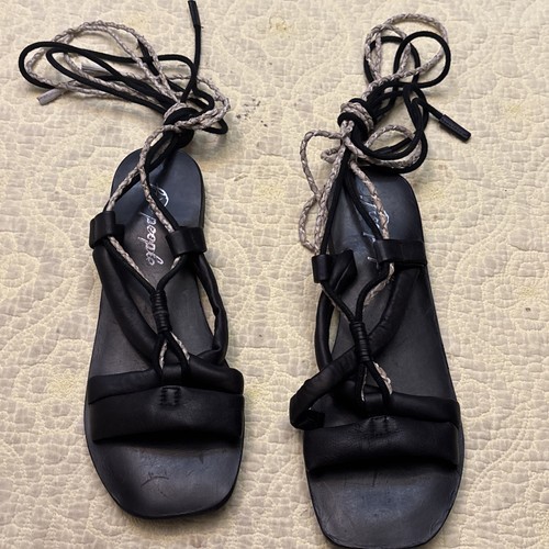 NWOB Free People Sandals Linden Wrap Black Leather Open Toe Gladiator 9.5/ 39.5 - Picture 15 of 15