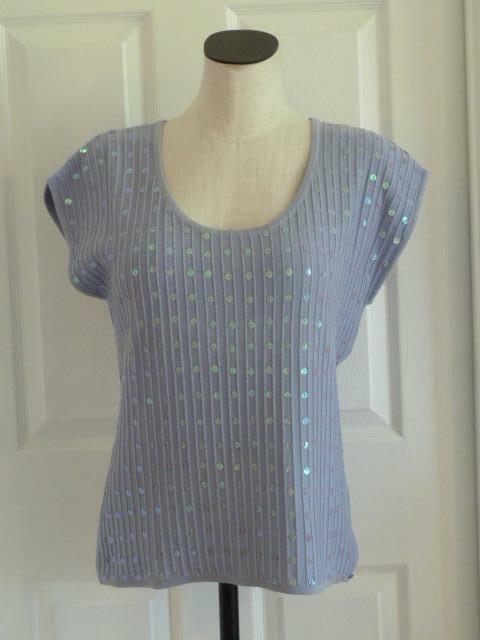 Sideeffects Vtg Lavendar Cotton/Metallic Sequined Cardigan Sideeffects Vtg Lavendar Cotton/Metallic Sequined Cardigan