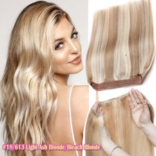 Hidden Headband Wire/Line In Human Remy Hair Extensions THICK 3/4 Full Head Weft