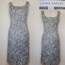 Laura Ashley Womens Shift Dress Sleeveless Grey Floral Size 10