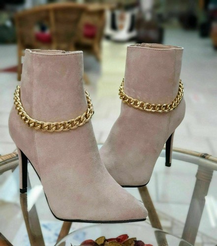 STIVALETTI DONNA KHAKI 2629 STIVALETTO CON TACCO E CATENA RAGAZZE INVERNO |  eBay