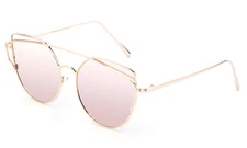 Rose Pink Large Oversized Sunglasses Cat Eye Flat Mirror Lens Women Eyewear 