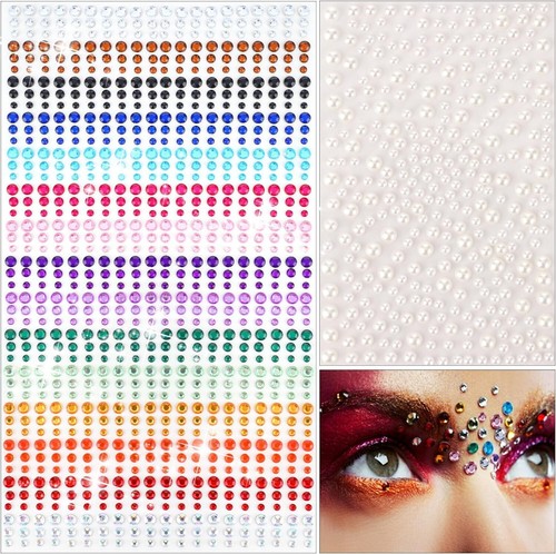 1250Pcs Stick on Crystal Gems Sheets, Multicoloured Crystal Rhinestone Stickers - Picture 4 of 5