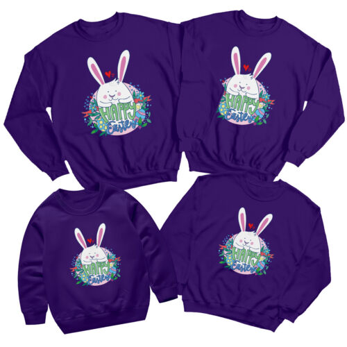 Family Bunny Happy Easter Sweatshirt Jumper Festival Holiday Matching Outfit3#ED - Picture 21 of 27