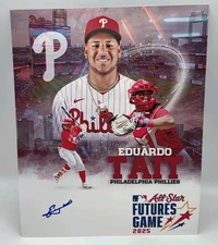 EDUARDO TAIT PHILADELPHIA PHILLIES SIGNED 8X10 METALLIC BASEBALL PHOTO UG COA 
