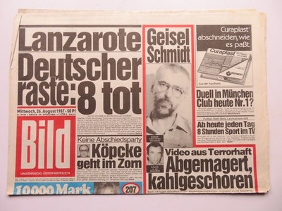 Bild Zeitung vom 25.08.1987, Brigitte Nielsen, Michelle Pfeiffer,