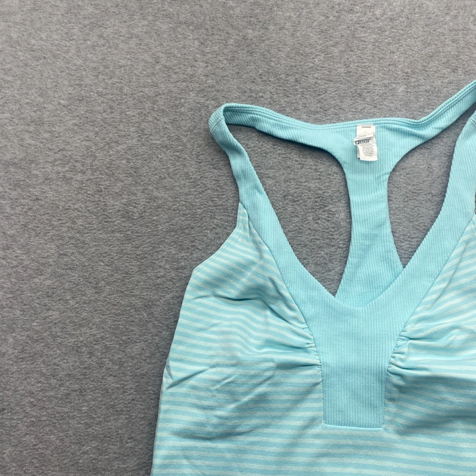 Camiseta sin mangas Under Armour para mujer pequeña espalda deportiva ajustada atlética azul logotipo a rayas Foto 4 de 4